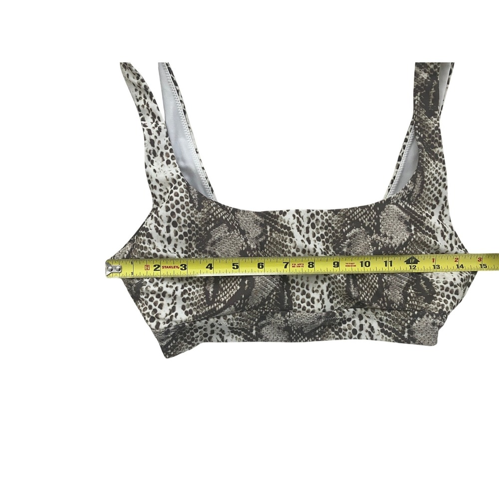 Aerie Womens Snakeskin Print Scoop Neck Sports Bra Swim Top Grey Brown Size M - Picture 3 of 6